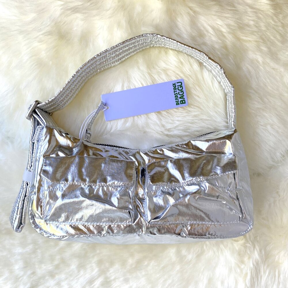 NWT Baggu Cargo Shoulder Bag - Deadstock Silver Metallic